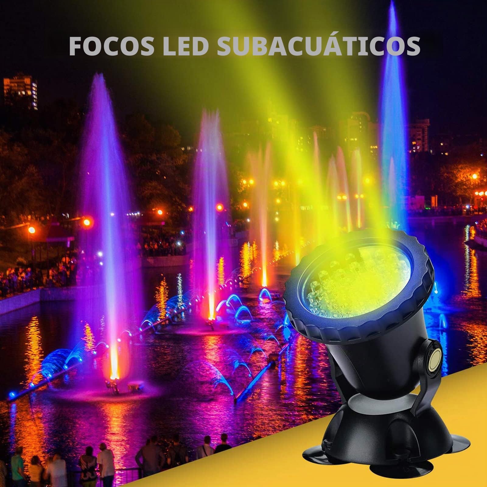 Lychee Luces Para Estanques con Control Remoto, LED RGB Proyectores Sumergibles para Exteriores Luces Subacuáticas Ajustables Color, para Estanques Acuario Jardín Piscina Fuente (1PCS)