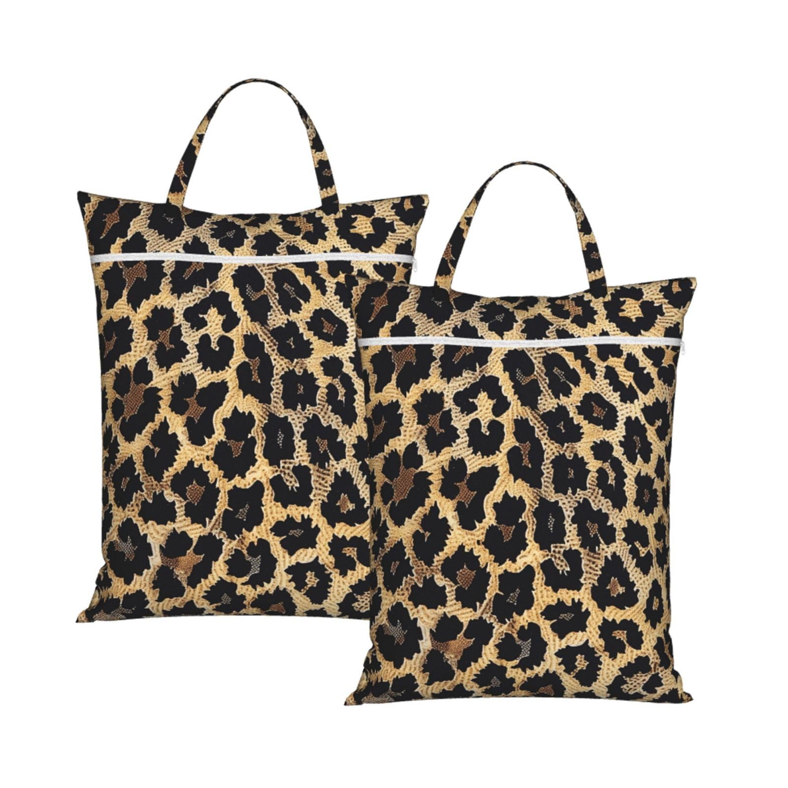 Large Travel Laundry Bags,Leopard Print print Print with Handle Foldable Laundry Bag for Holidays Gym Swimming and Family Trips, 2Pcs