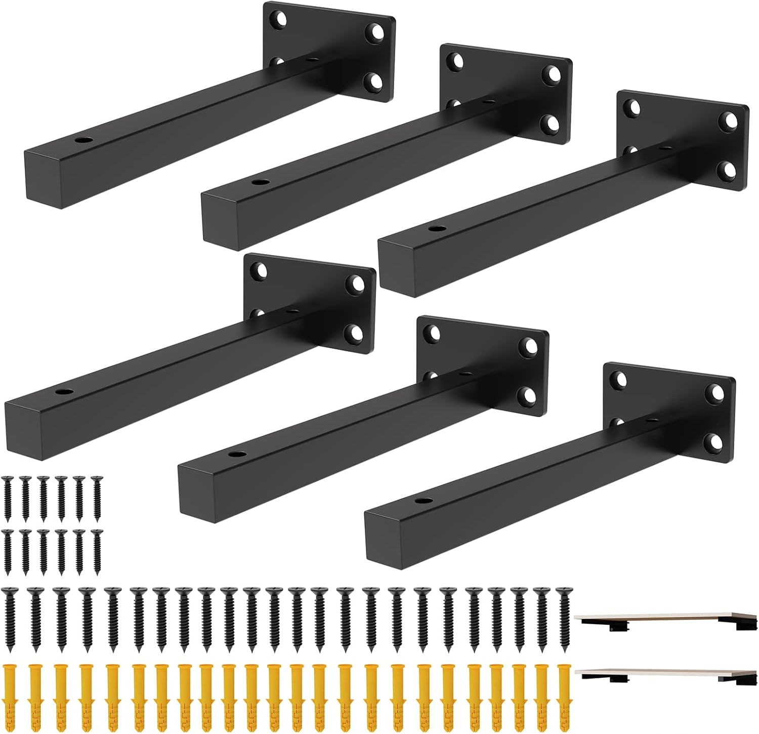 Shelf Brackets 6 inch, Floating Shelf Bracket Heavy Duty Shelving Brackets Wall Mounted Metal