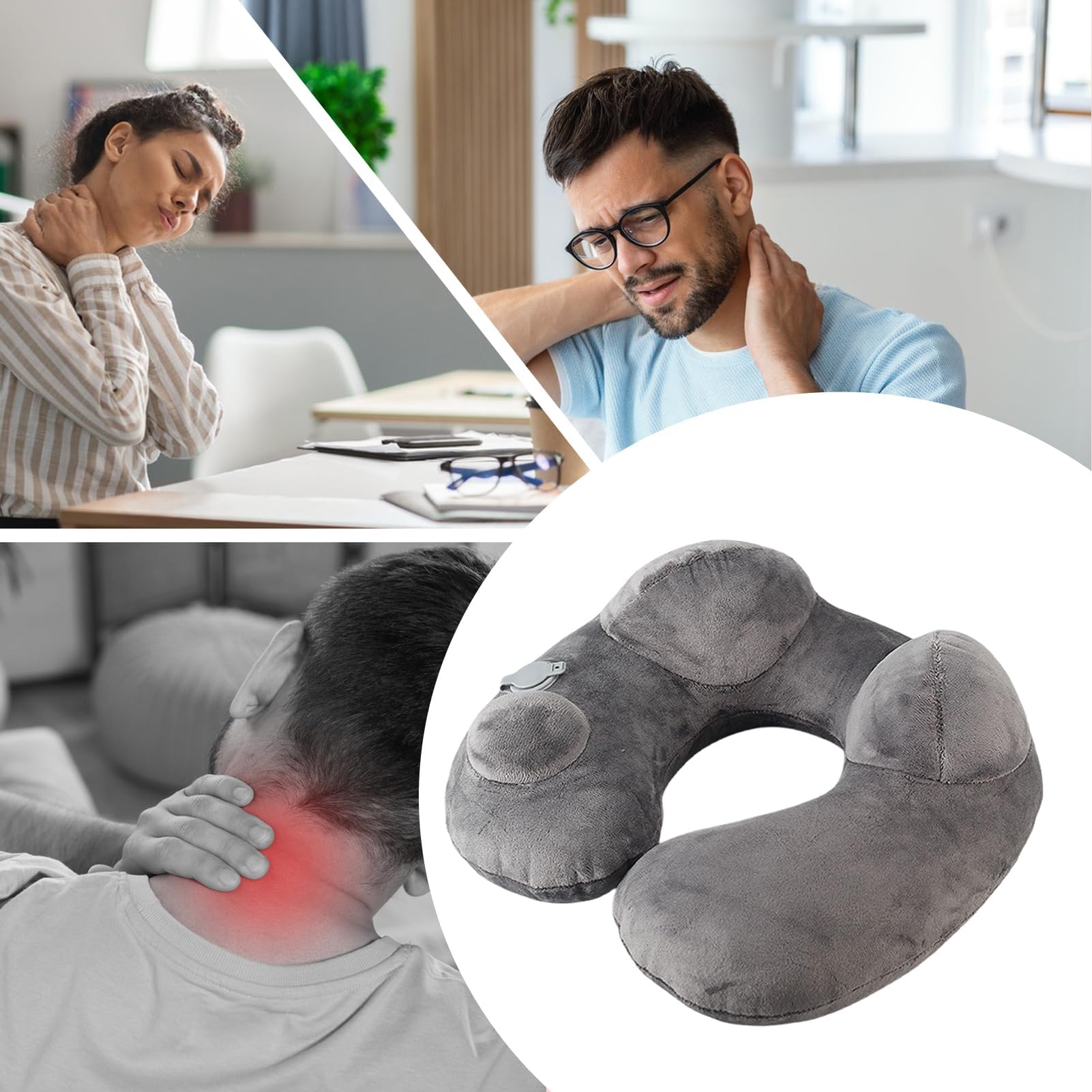 Nadmuchiwana podróżna poduszka pod szyję – ergonomiczny zagłówek powietrzny z pompką ręczną, zmywalny pokrowiec, kompaktowe etui – idealne rozwiązanie do odpoczynku do samolotu, samochodu, podróży
