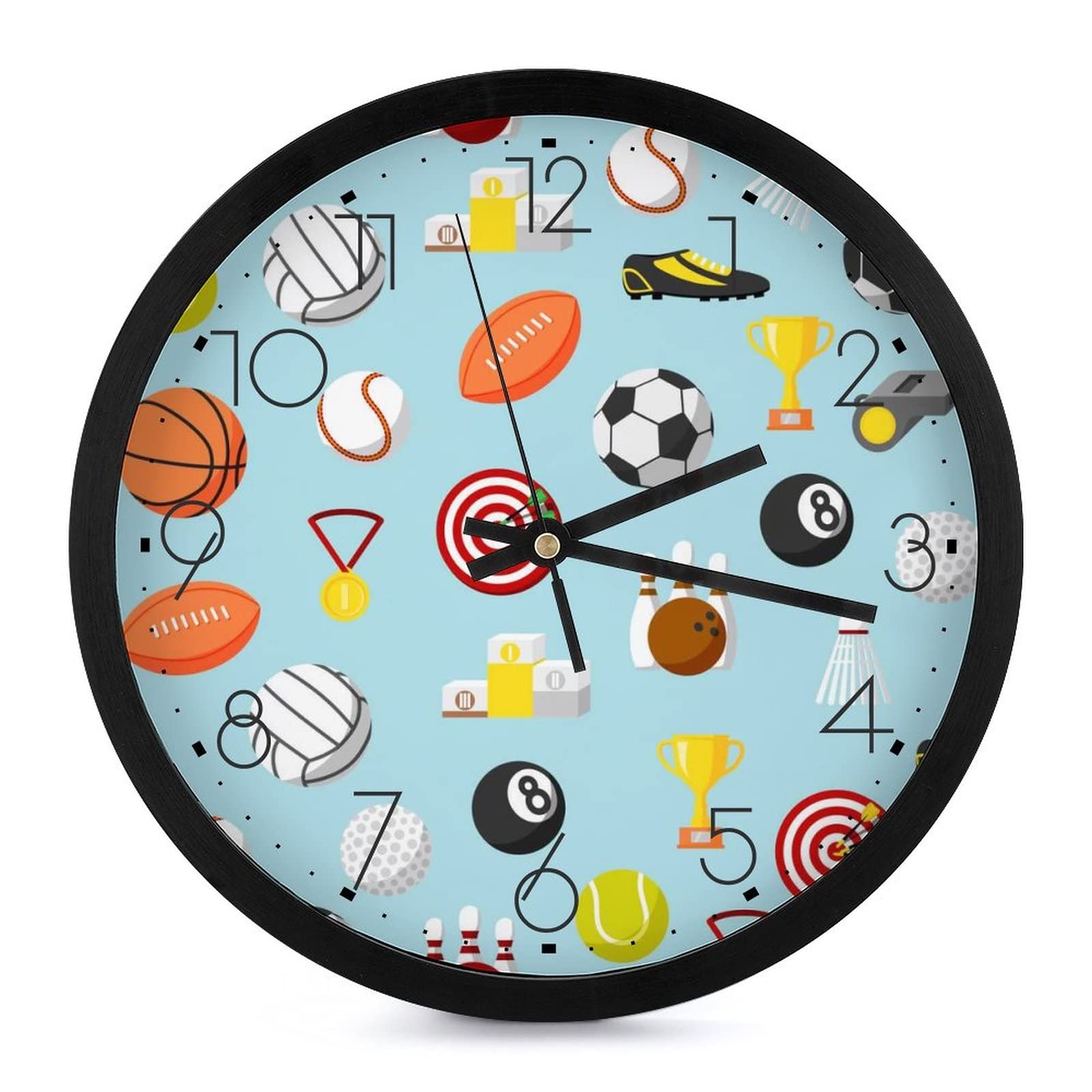 Horloge murale ronde sport lisible avec grands chiffres de salon