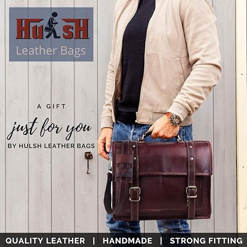 Miniatura 3 de Maletín de cuero para hombre, la mejor bolsa de cuero para portátil de 18 pulgadas para hombres, bolso de cuero rústico hecho a mano vintage, bolso