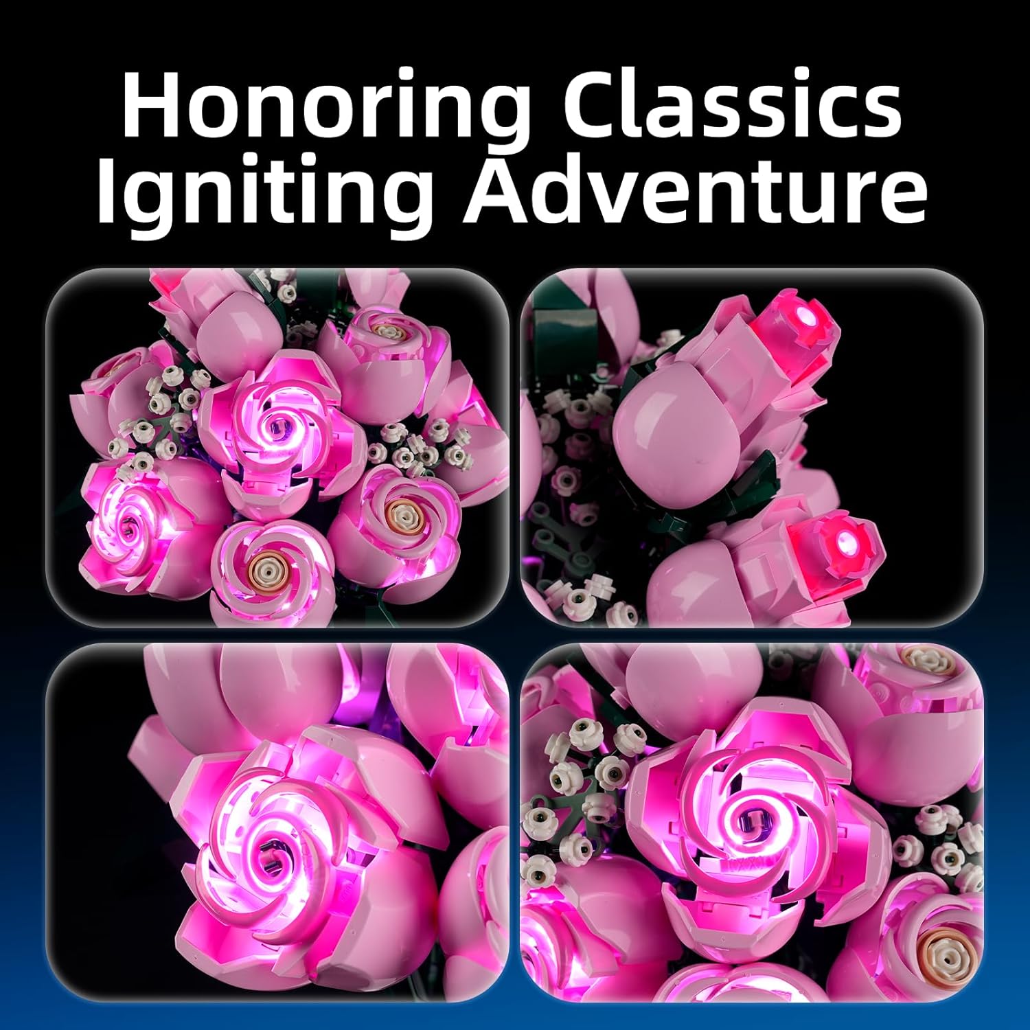 YEABRICKS LED Light for Lego-10374 Botanical Bouquet of Pink Roses Building Blocks Model (Building Set NOT Included)
