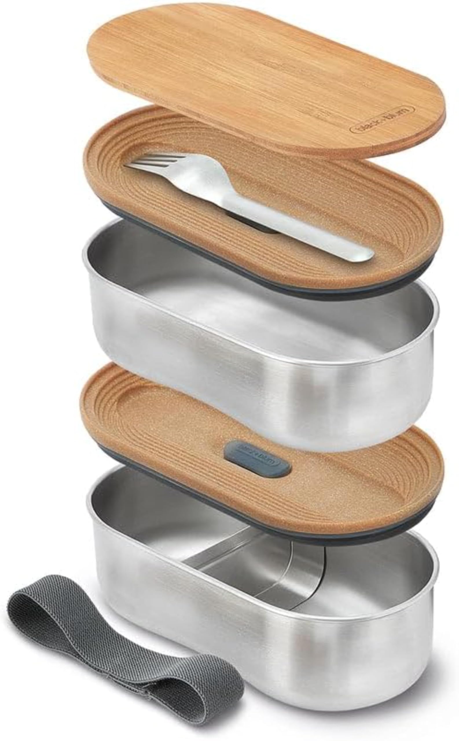BLACK + BLUM - Bento Box Empilable en Inox 2 x 500ml avec Fourchette et Gourde en Acier 600ml - Ensemble Lunch Box avec Couvercle et Bouteille Étanche