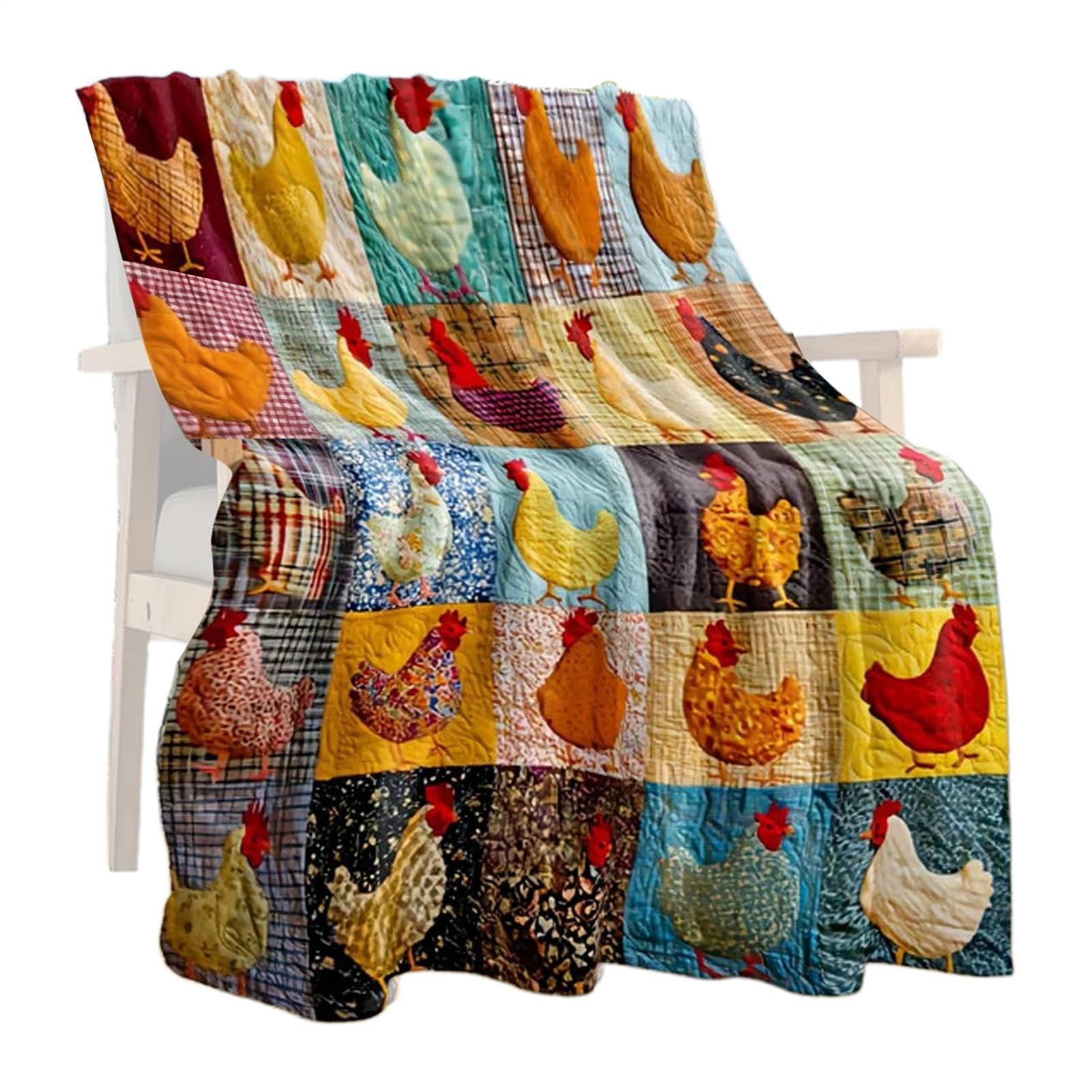 Plaid poulet couverture matelassée flanelle contre le froid