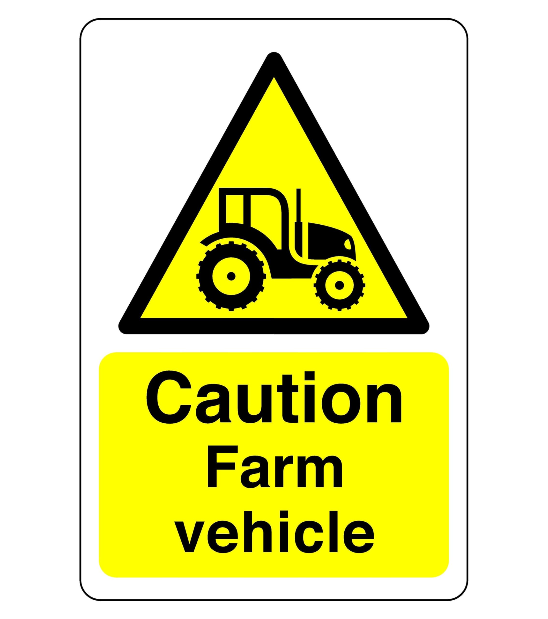 Safety First Display LTD Caution farm vehicle sign- 3mm Aluminum Dibond for indoor/outdoor usage (300mm x 200mm) 7m Viewing Distance.