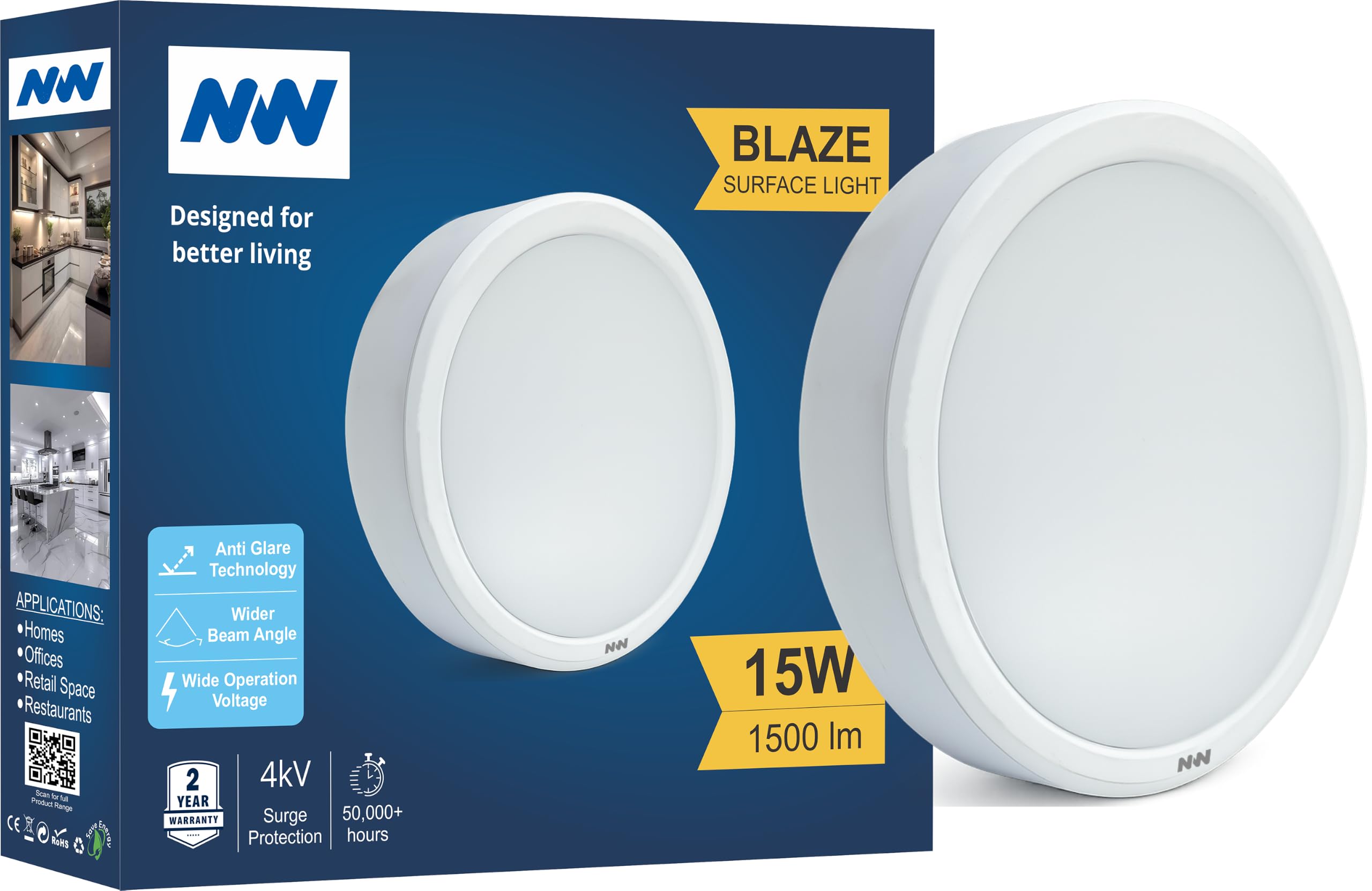NW 15W Blaze Round Surface Downlight | Surface Mount LED Downlight for Ceiling | Energy Efficient | 2 Years Warranty | BIS Certified | Light Color- White (Pack of 1)-image-34