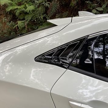 Car Window Side Vent, Side Window Vent Trim, Rear Window Vent Outlet Louver Fender Trim Glossy Black Fits for Honda Civic 2016-2019