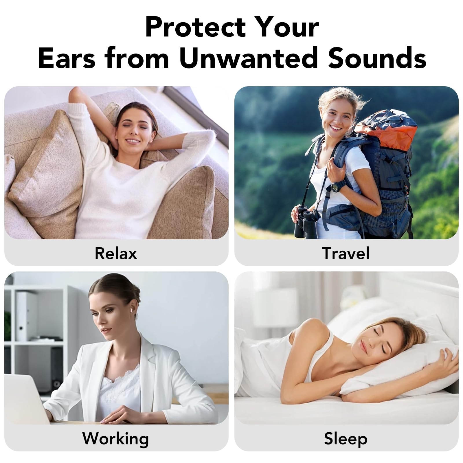 CASCHO Tappi Orecchie Dormire, Auricolari Riutilizzabili in Silicone Morbido Antirumore, Design Ergonomico Leggero con 45dB Isolamento, Sonno/Lavoro/Viaggio, 4 Misure (XS/S/M/L), Rosa peonia