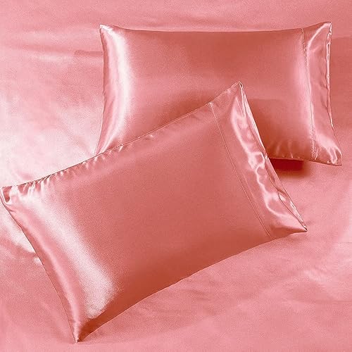 Miniatura 3 de Juego de sábanas de satén, juego de sábanas de satén sedoso extra suave con 1 sábana bajera + 1 sábana encimera + 2 fundas de almohada (4 piezas,