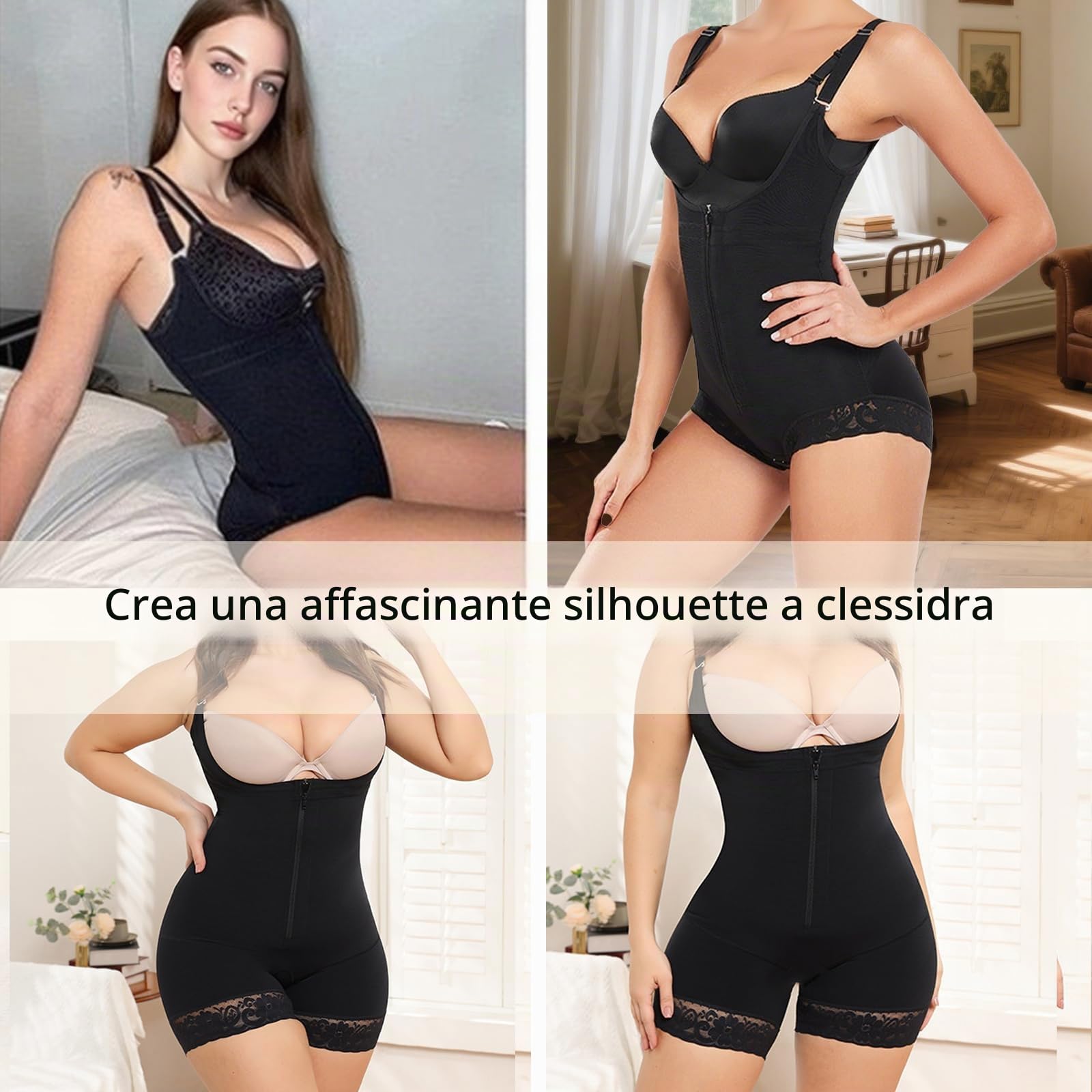 Body Contenitivo Modellante Donna Intimo Shapewear Snellente - Pancera Contenitiva, Corsetto Dimagrante con Effetto Push-up, Guaina Pancia Piatta e Spallino Regolabile