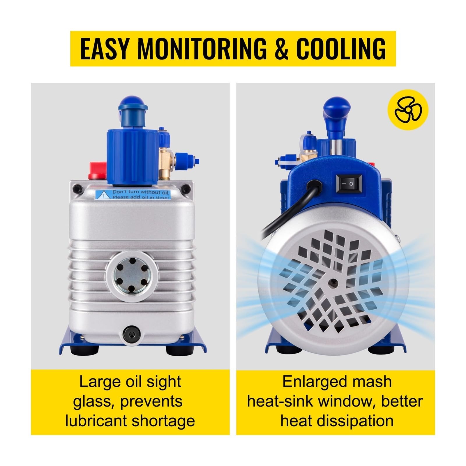 Bomba de vacío, Bomba de vacío, bomba de vacío de refrigerante de CA 4.8CFM con manómetros Refrigeración HVAC Envasado al vacío doméstico Aire acondicionado Mantenimiento de automóviles