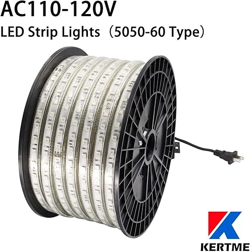 Miniatura 2 de KERTME Tira de luces LED 5050-60 tipo CA de 110-120 V, flexible, impermeable, regulable, multimodos de luz LED + control remoto de 23 teclas para