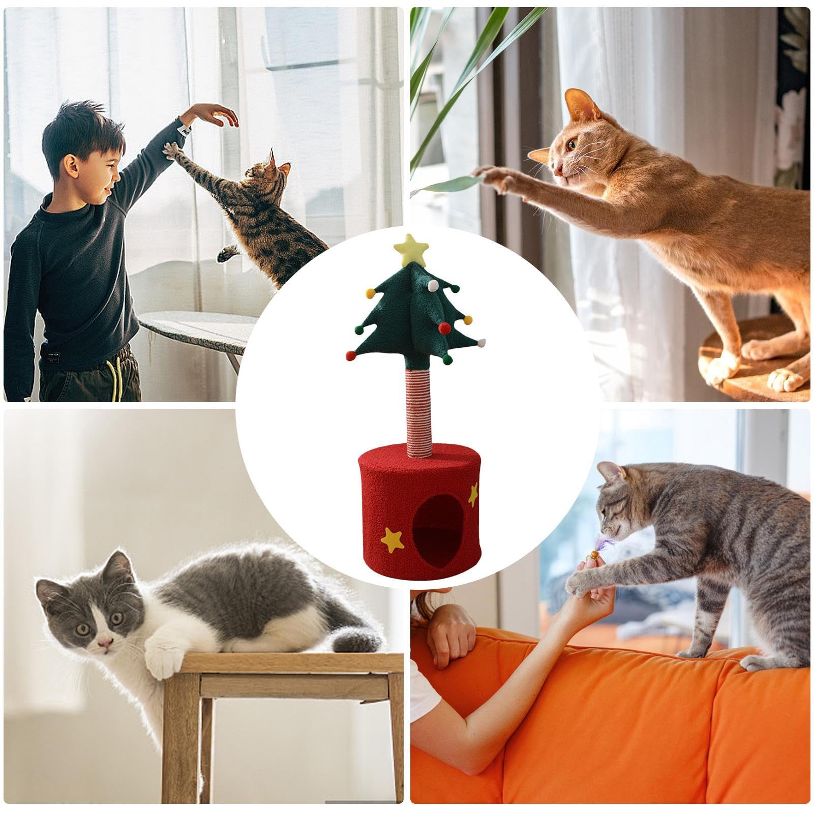 Árbol De Navidad para Gatos Rascador Cama Mascota | Casa Condominio Árbol Juguete Interior Gatos Juguete Decorativo Suave Felpa Interior Exterior Mascota Hogar Navidad