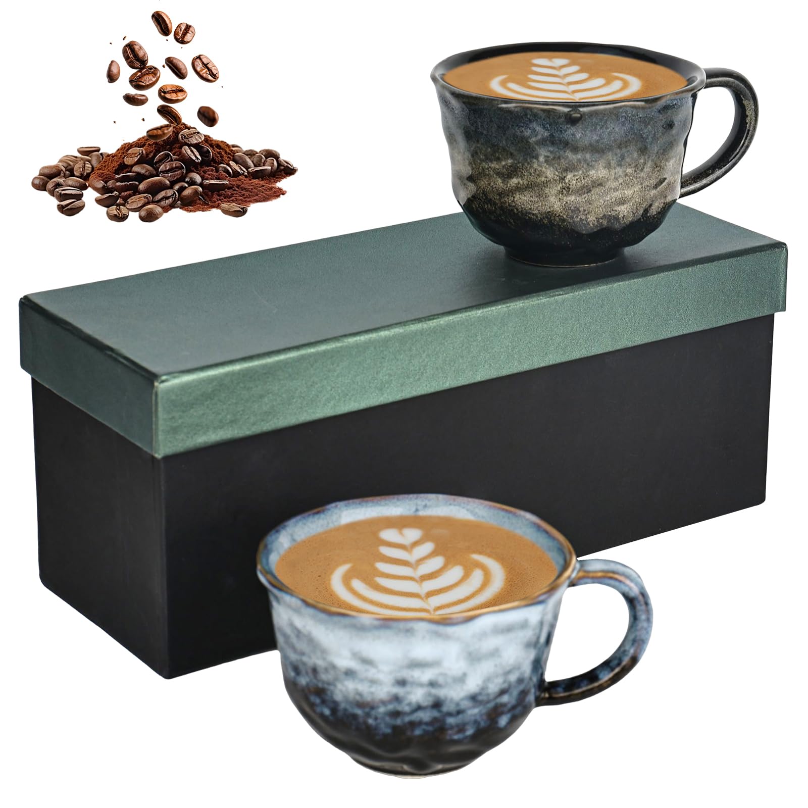 Tasses à cappuccino en céramique épaisse avec coffret cadeau élégant