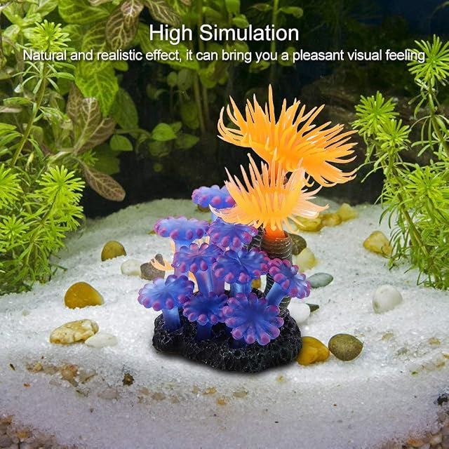 Foto 3 de 8 de TOPINCN Coral Artificial Acuario Acuario Simulación Plantas De Silicona Flor Plástico Suave Anémona Marina…