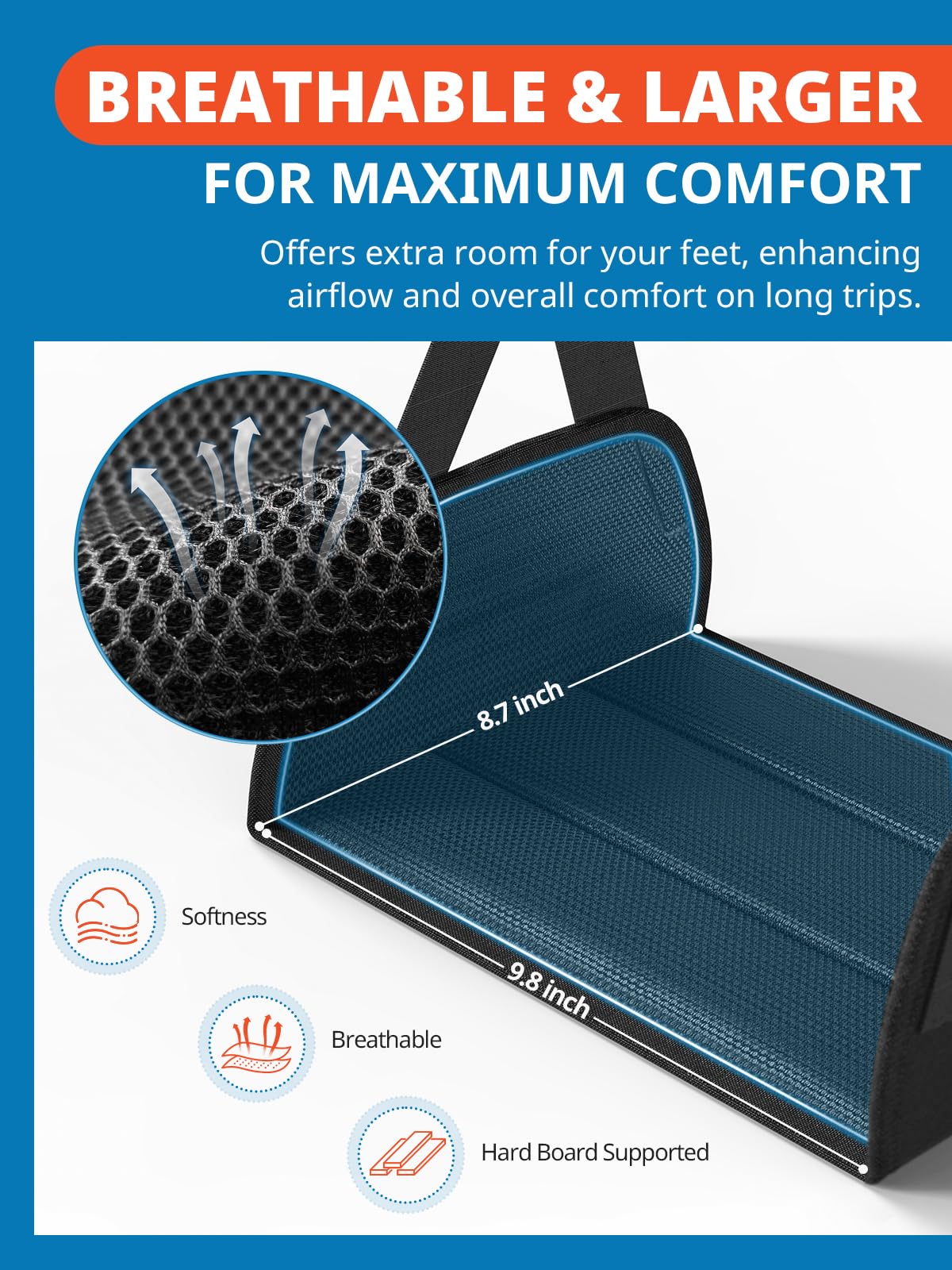 SARISUN Kit Viaggio Aereo 3 in 1 – Cuscino da Viaggio con Supporto per la Testa, Maschera per Dormire 3D, Amaca Poggiapiedi Anti-Cedimento, Essenziali Portatili per Voli Lunghi e Auto
