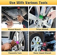 Vista 6 de BOEN Juego de llaves protectoras de rueda de 1/2 pulgada, juego de tuercas sin marcas de impacto, pared delgada, profundo, CR-MO, 6 puntos, juego