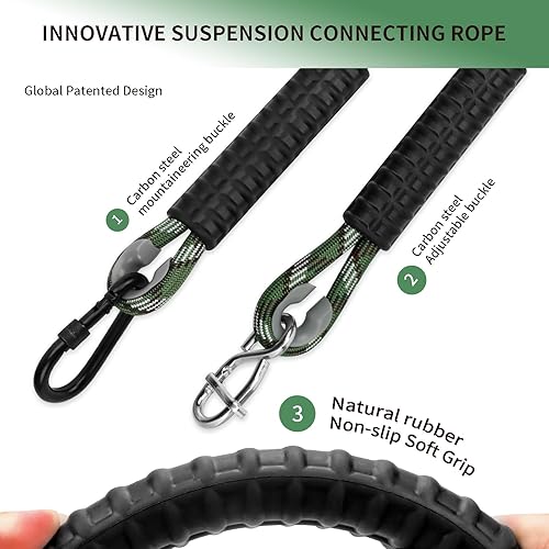 Miniatura 3 de Hamaca de cuerda de columpio de árbol resistente, correas ajustables extensibles para colgar, mosquetones de 1000 libras para todos los columpios,