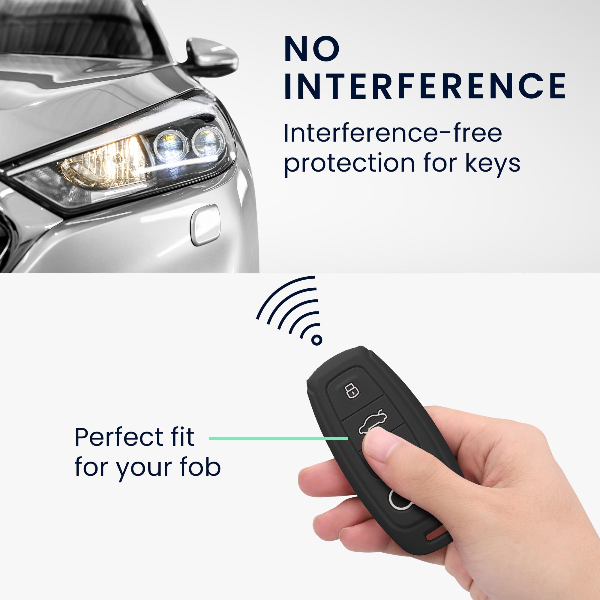 kwmobile Pokrowiec na kluczyk samochodowy kompatybilny z Audi A6 A7 A8 Q7 Q8 3-przyciskowy kluczyk samochodowy Keyless Case - Obudowa kluczyka samochodowego - Etui na klucze w kolorze matowej czerni