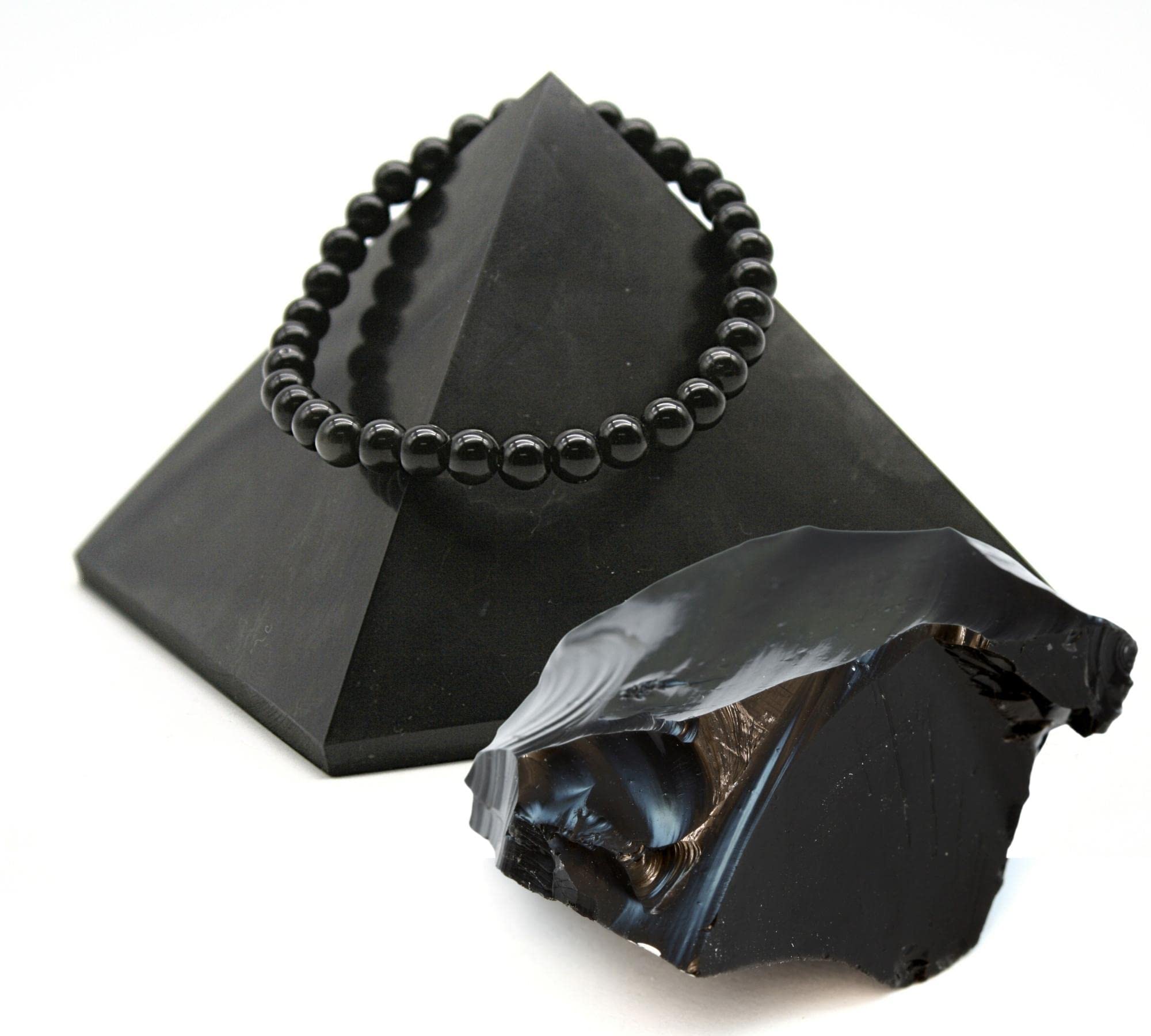 DOJA Barcelona | Bracciale Perle Ossidiana con Chakra | 2 Pz | Sfere 8mm | Bracciali con Perle | Pietre Dure Naturali, Pietre Energetiche, Cristalli Curativi | Braccialetti Yoga Uomo Donna