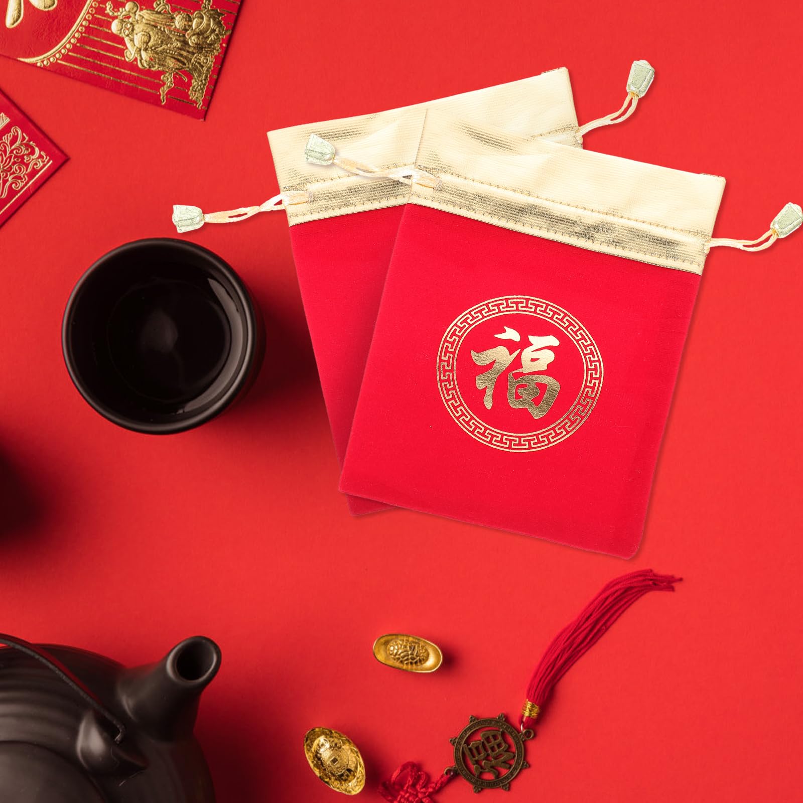 Amazon.com: LALAFINA 30 Pcs Flannelette Lucky Bag Chinese Fortune 