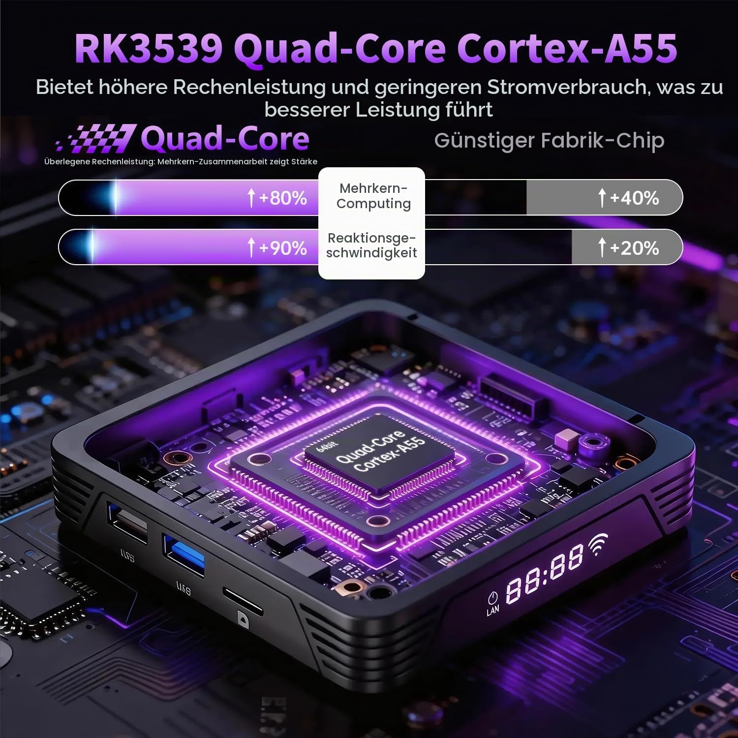 Android TV Box 14.0, 4GB RAM 32GB ROM RK3539 Quad-Core, Dual WiFi 6, 4K
