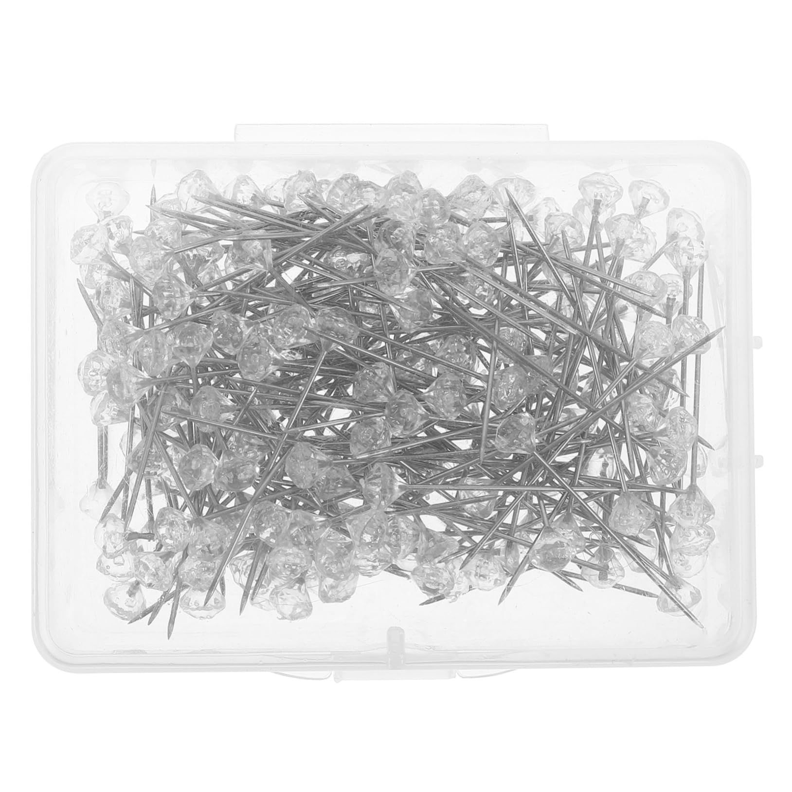 HAPINARY 200pcs Diamond Positioning Needle Sewing Push Pins Locating Pin Threading Needle Silver Plastic