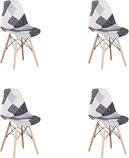 INJOY LIFE - Sillas de comedor retro con retazos de tela, sillas laterales para cocina, comedor, sala de estar, juego de 4, color amarillo