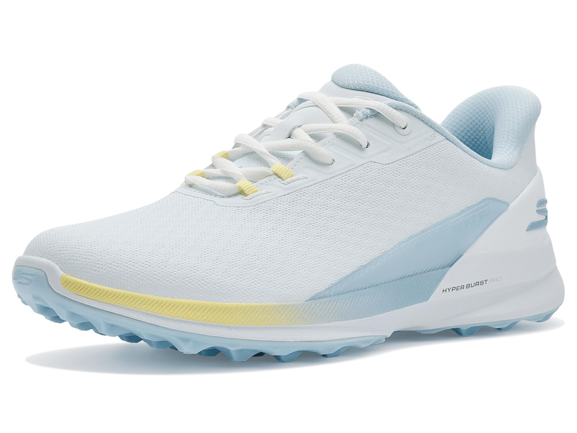 Skechers Women's Go Golf Synthetic Upper Lace-Up Spike Less Golf Shoe, White Blue, 4.5 UK
