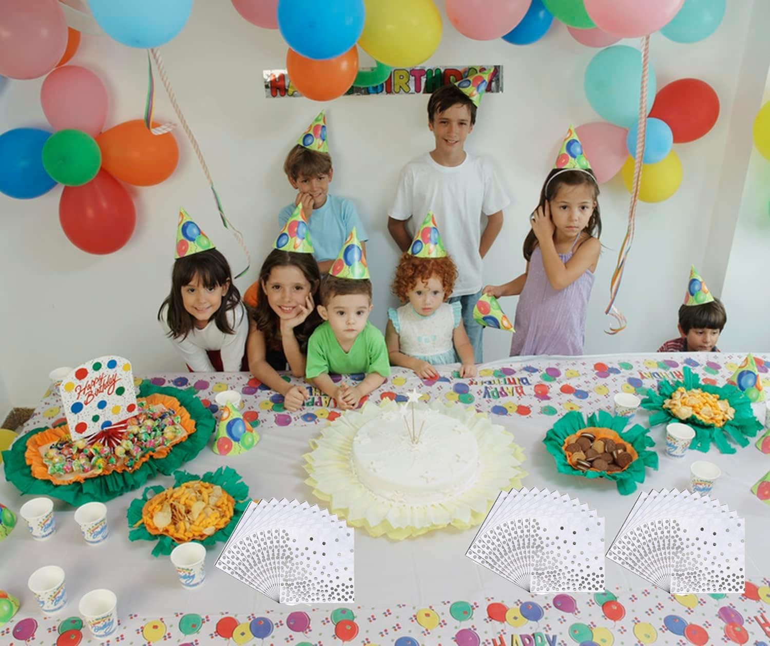 Tovaglioli Di Carta Con Pois Argento - 60 Pezzi 33x33cm Per Feste, Matrimoni, Compleanni - Foto 8