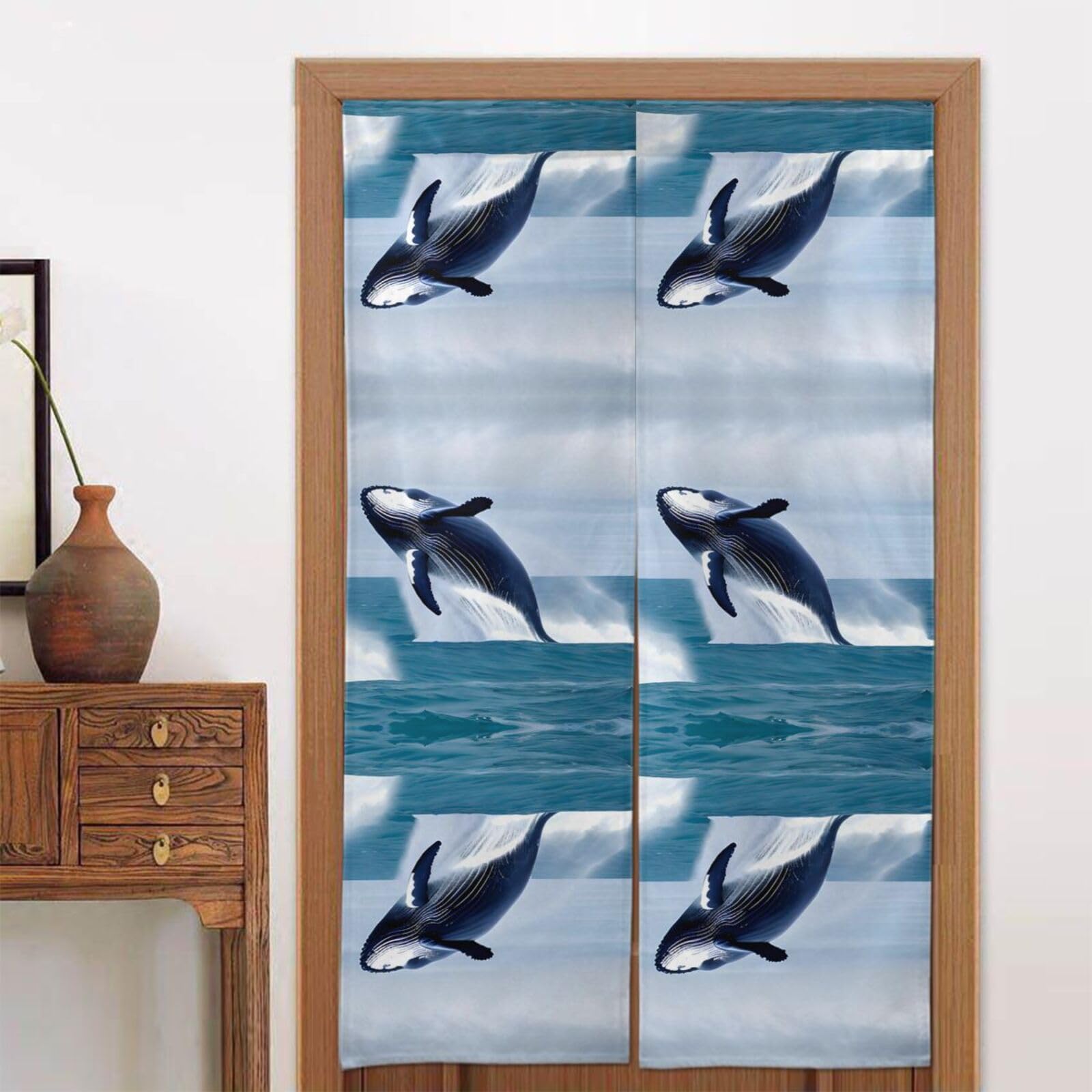 CNTDBU Whales at sea Door Curtain 34x56 Inch-Room Divider Panel for Privacy, Entryway Screen for Kitchen Bedroom