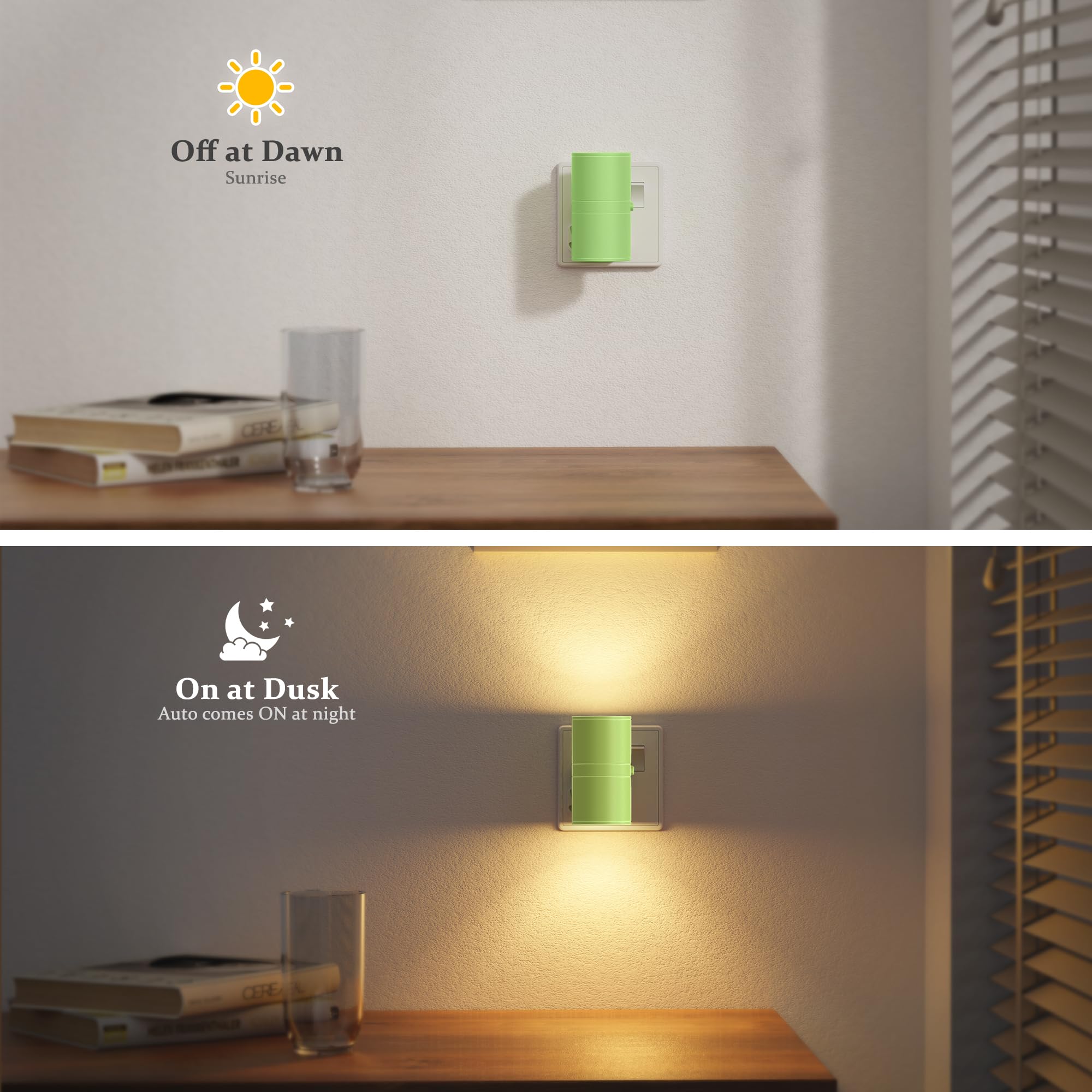 JandCase Night Light, Night Light Plug in Wall with Dusk to Dawn Sensor, Dimmable Nightlight 0-100LM, 3000K Warm White - Image 3