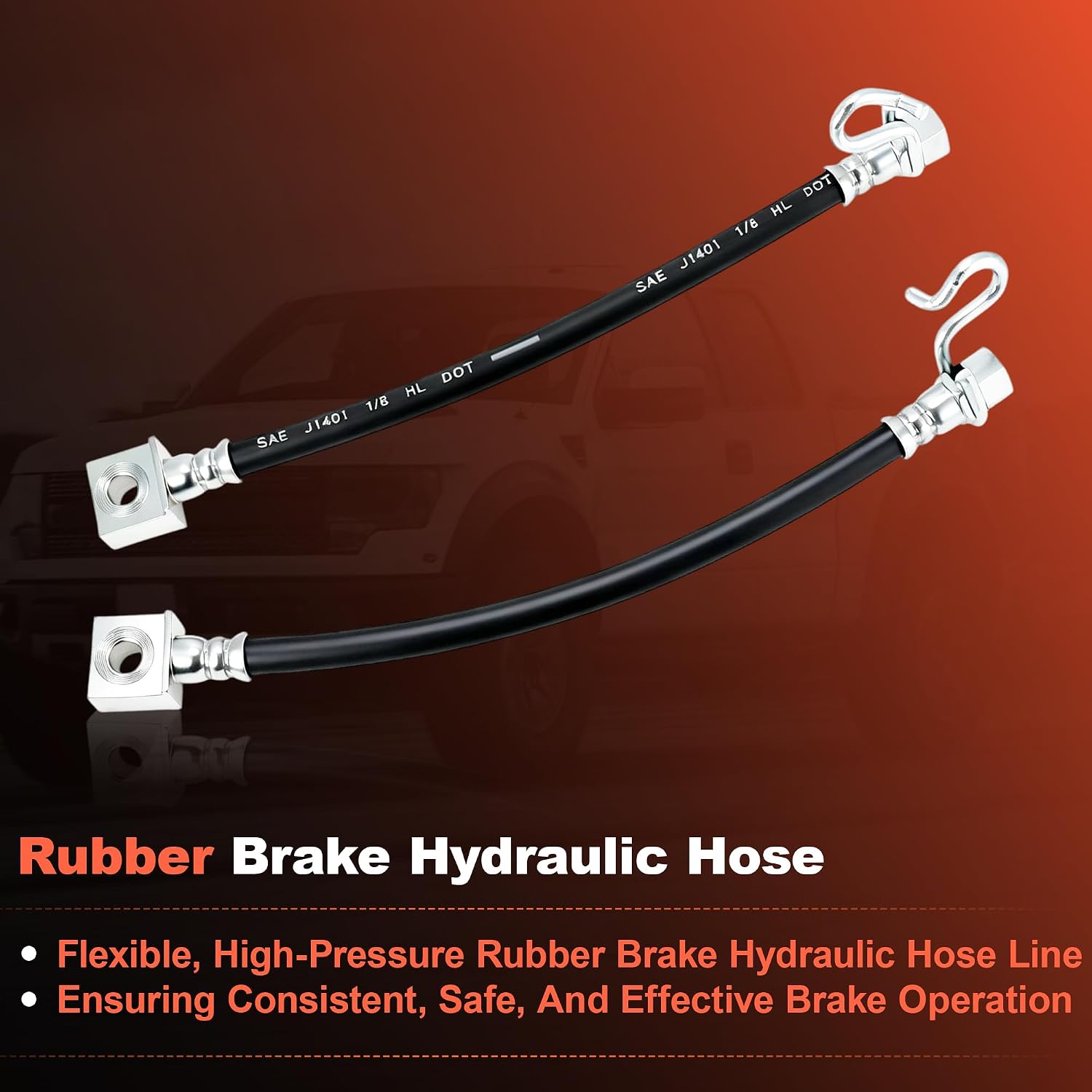 Motoforti Rear Outer Brake Hydraulic Hose Replacement for Ford F-150 Lobo 2009 2010 2011 BL3Z2268A Brake Line Rubber Flexible Brake Hose Repair Kit Rear Left Brake Flex Tube 2201836 2 Pcs