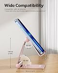 Nulaxy Support de téléphone double pliable pour bureau, Accessoires de support de téléphone portable de bureau entièrement réglables pour bureau compatible avec les appareils mobiles 4-8" iPhone Pour/Max/Plus, iPad Pro/Air/Mini, Or rose