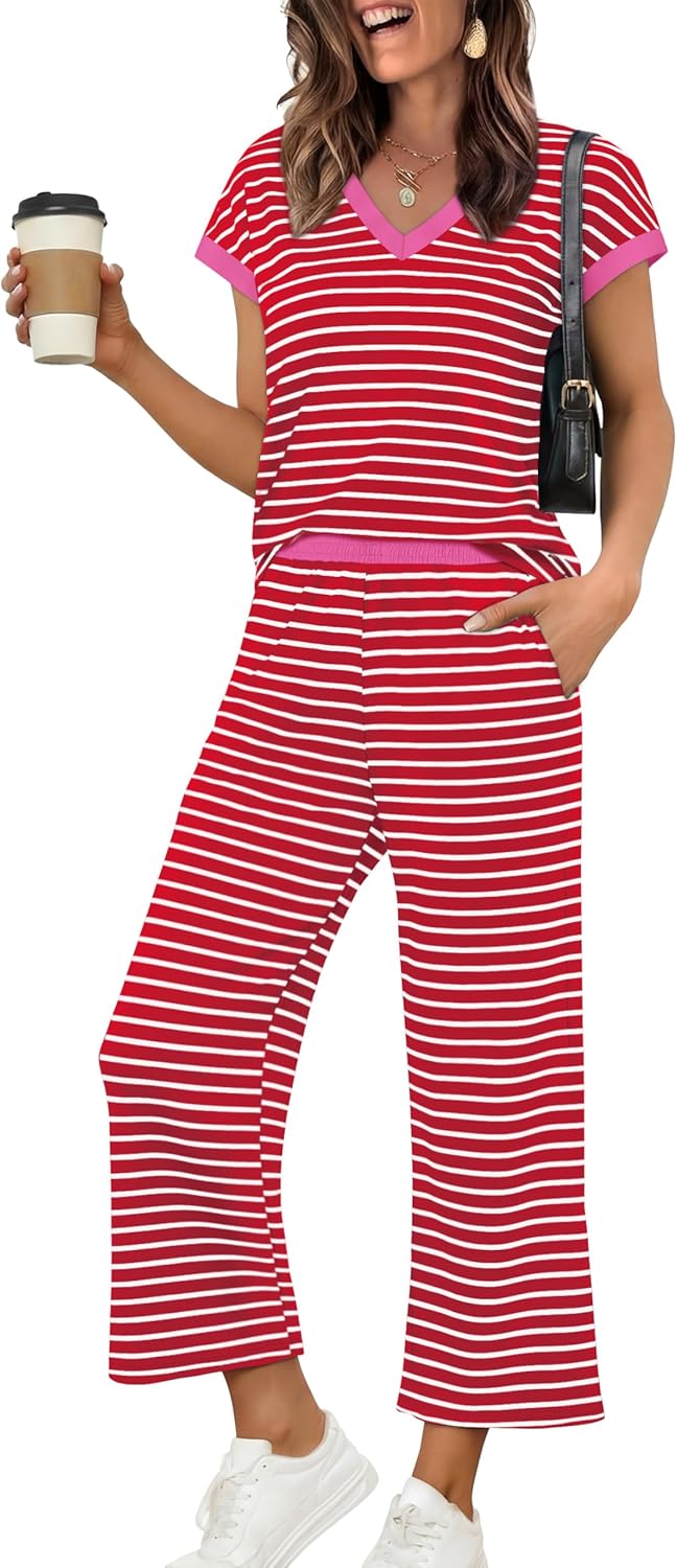 Sampeel Two Piece Sets for Women Lounge Sets Matching Sets Women Clothing Airport Travel Outfits Color Block