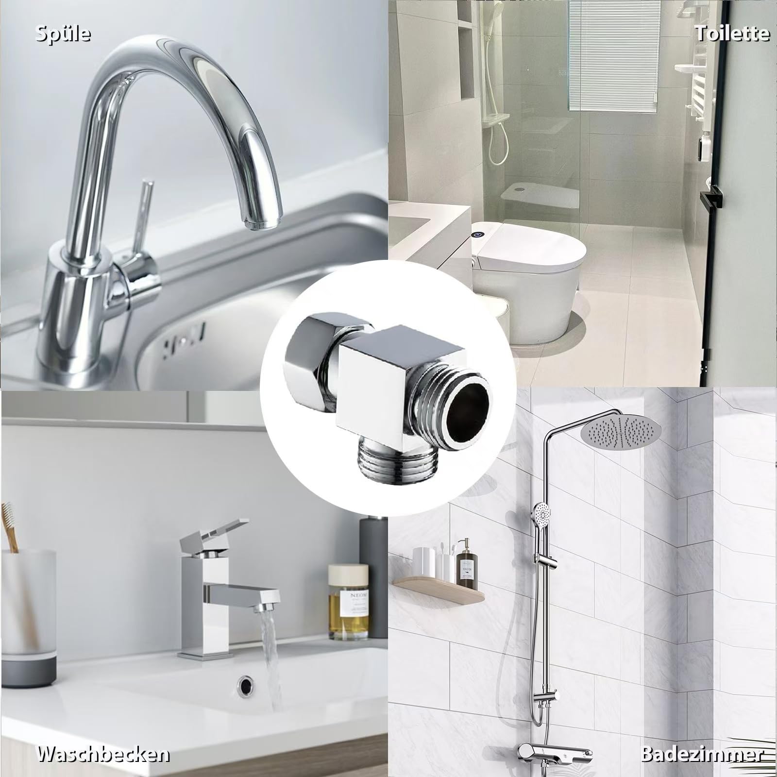 3-weg 1/2 inch messing afsluitventiel T-stuk / verdeler voor hoekventielen omvormer van badkamer douche douche T adapter voor douche wastafel toilet keuken bidet afsluitventiel G1/2 binnen- en
