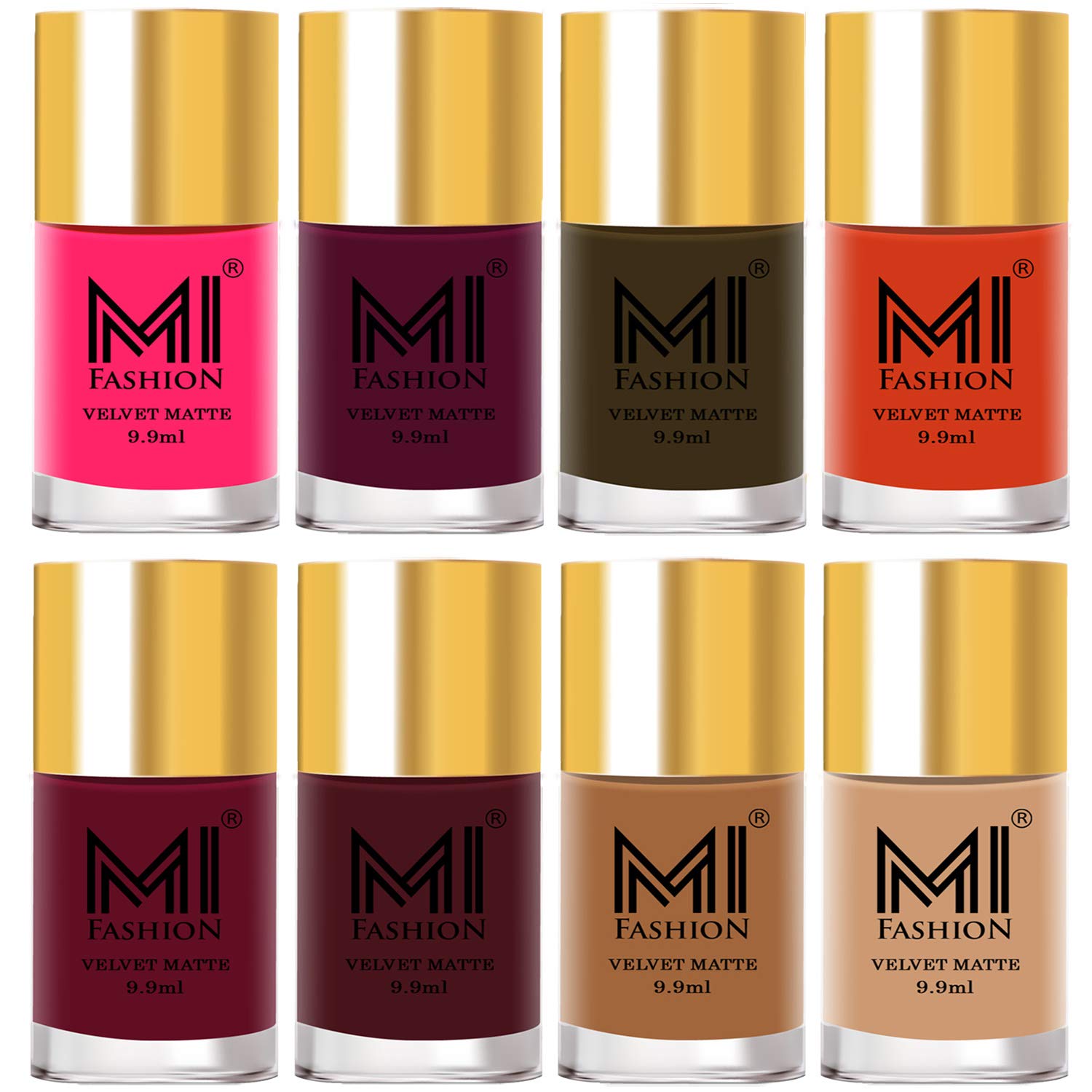 MI FASHION Modern Velvet Matte Lacquer Nail Paint Multicolor Combos | Endless Glam Enriched With Vitamin E | Top Coat 9.9ml Each (Pack Of-8)-image-49