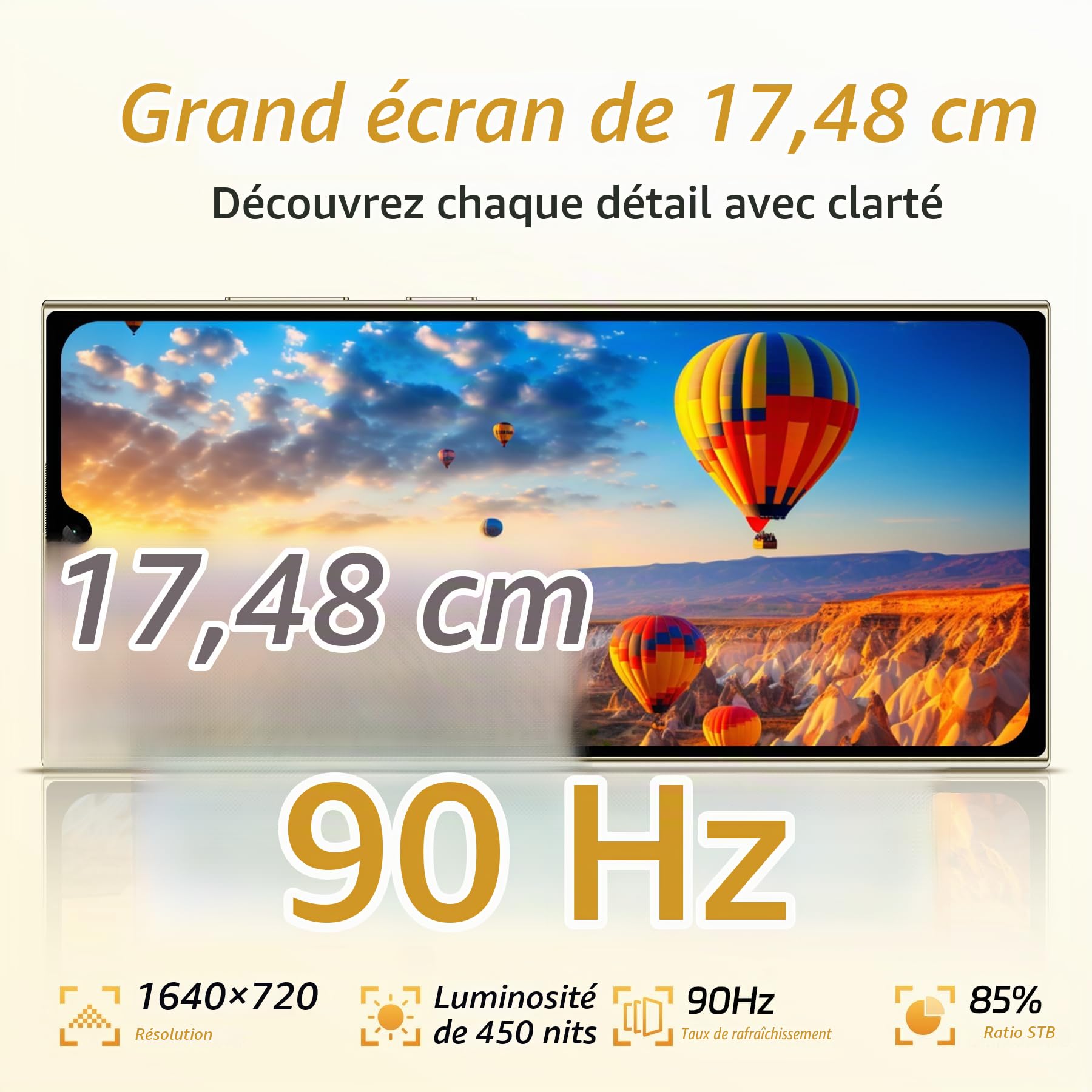 C61 Smartphone Pas Cher 16Go +128Go/1To, 6,88" HD+ Écran - Noir
