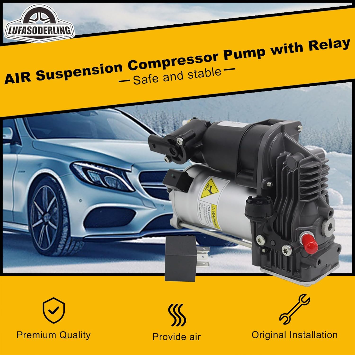 1643201204 Air Suspension Compressor Pump Compatible With 2006-2012 Mercedes Benz GL320 GL350 GL450 GL550 ML320 ML350 W164 X164 AMG 0025427619 1643200904