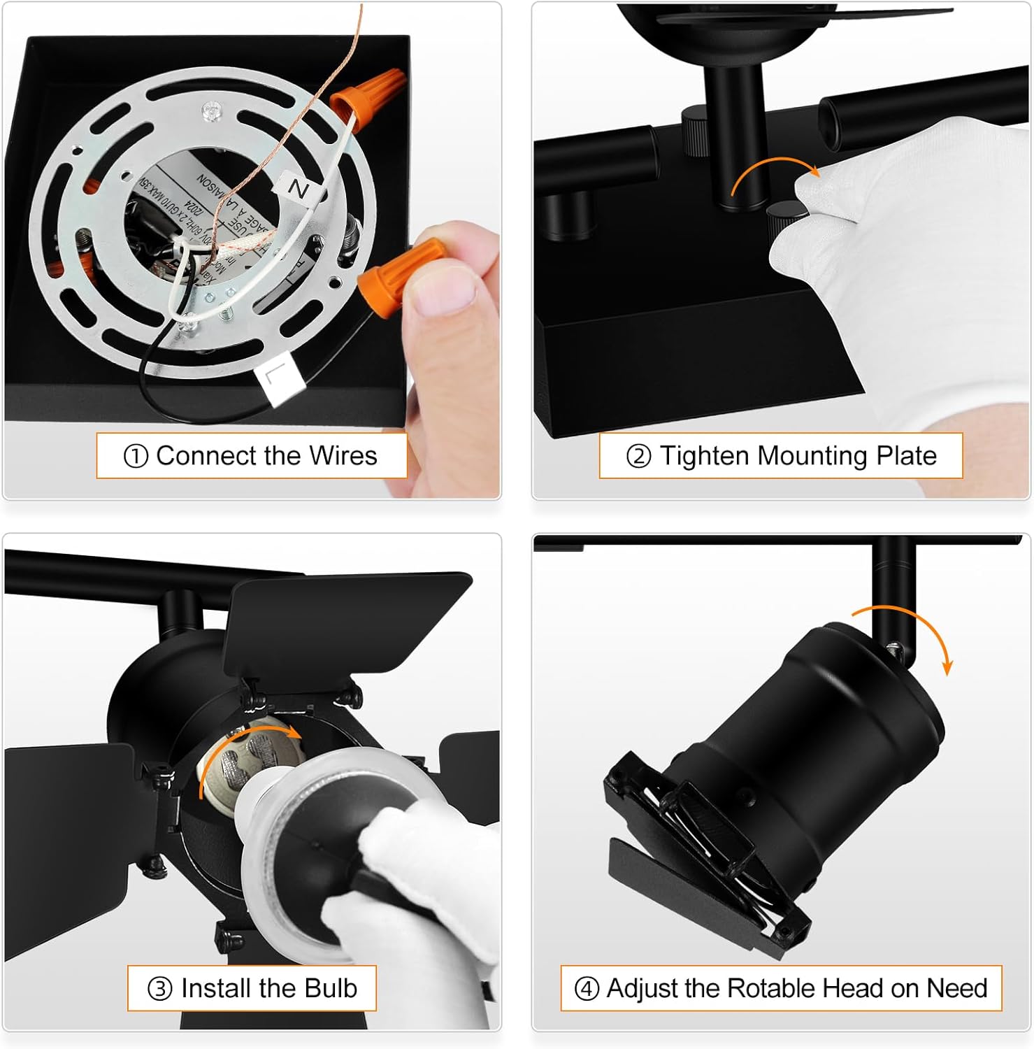 3 Light Track Lighting Fixtures Ceiling, Black Track Lighting with Upgrade Lamp Heads, 3 Way Track Lights Ceiling, Vintage Industrial Track Light for Kitchen/Bar/Boy's Room,GU10 Bulb Not Included