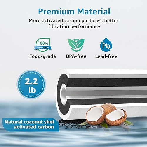 Miniatura 5 de AQUACREST FXHTC - Filtro de agua para toda la casa de 10 x 4.5 pulgadas, repuesto para GE FXHTC, GXWH40L, fontanero americano W10-PR, W10-BC,