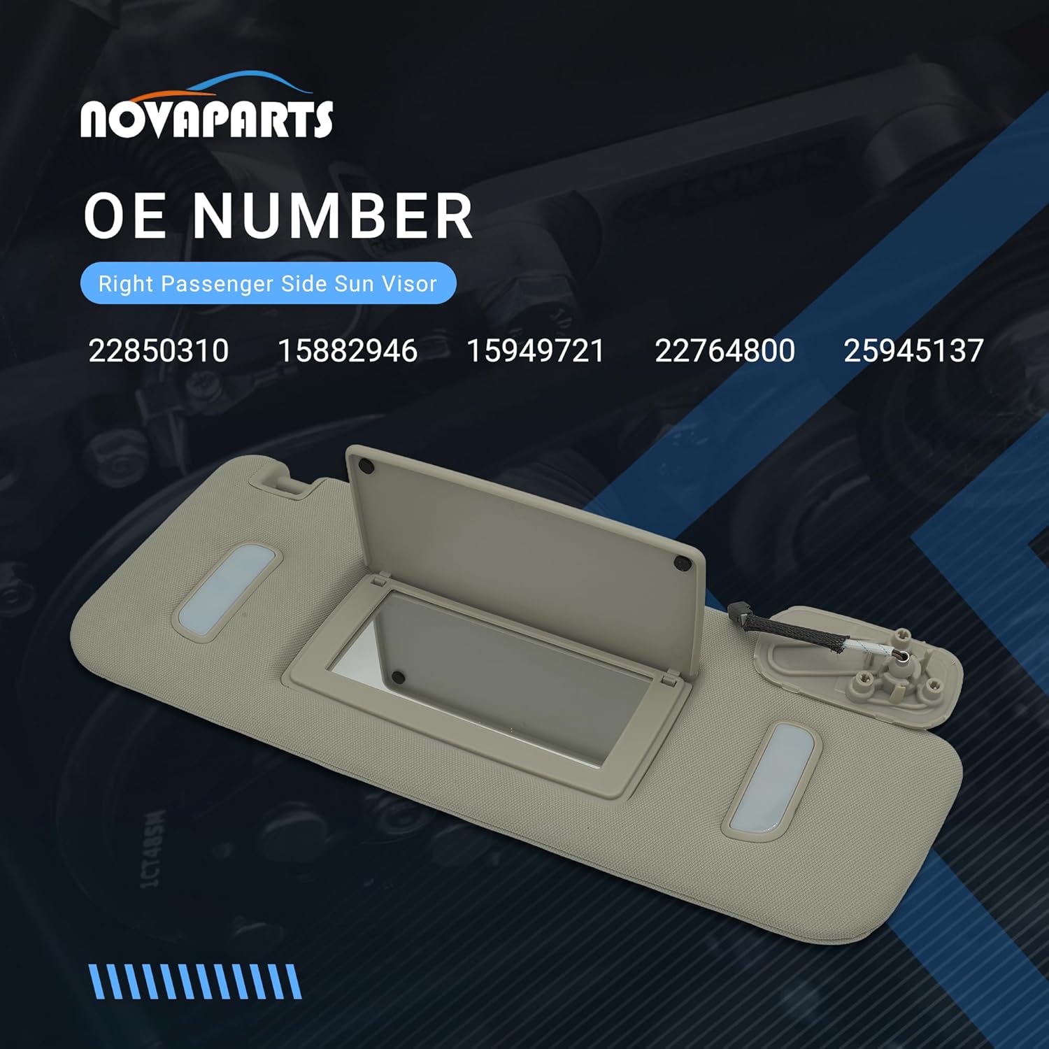 Right Passenger Side Sun Visor 22850310 for 2007-2014 Cadillac Escalade GMC Yukon 2007-2013 Chevy Silverado GMC Sierra 1500 2500HD 3500HD Avalanche Tahoe w Mirro r#tan