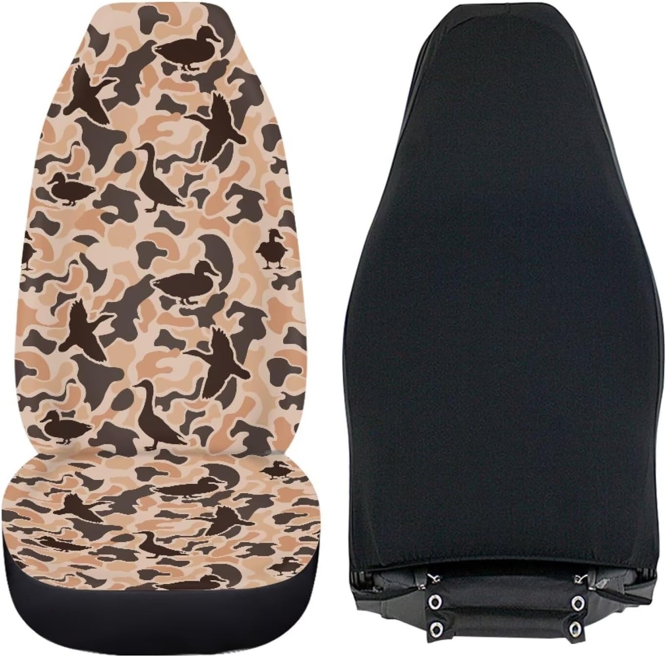 Bulopur Duck Hunting Camo Car Seat Covers Set 2 Pack Front Bucket Seat Covers Thin Breathable Cloth Anti-Scratch Anti-Slip Easy Install Fit for Cars SUV Van