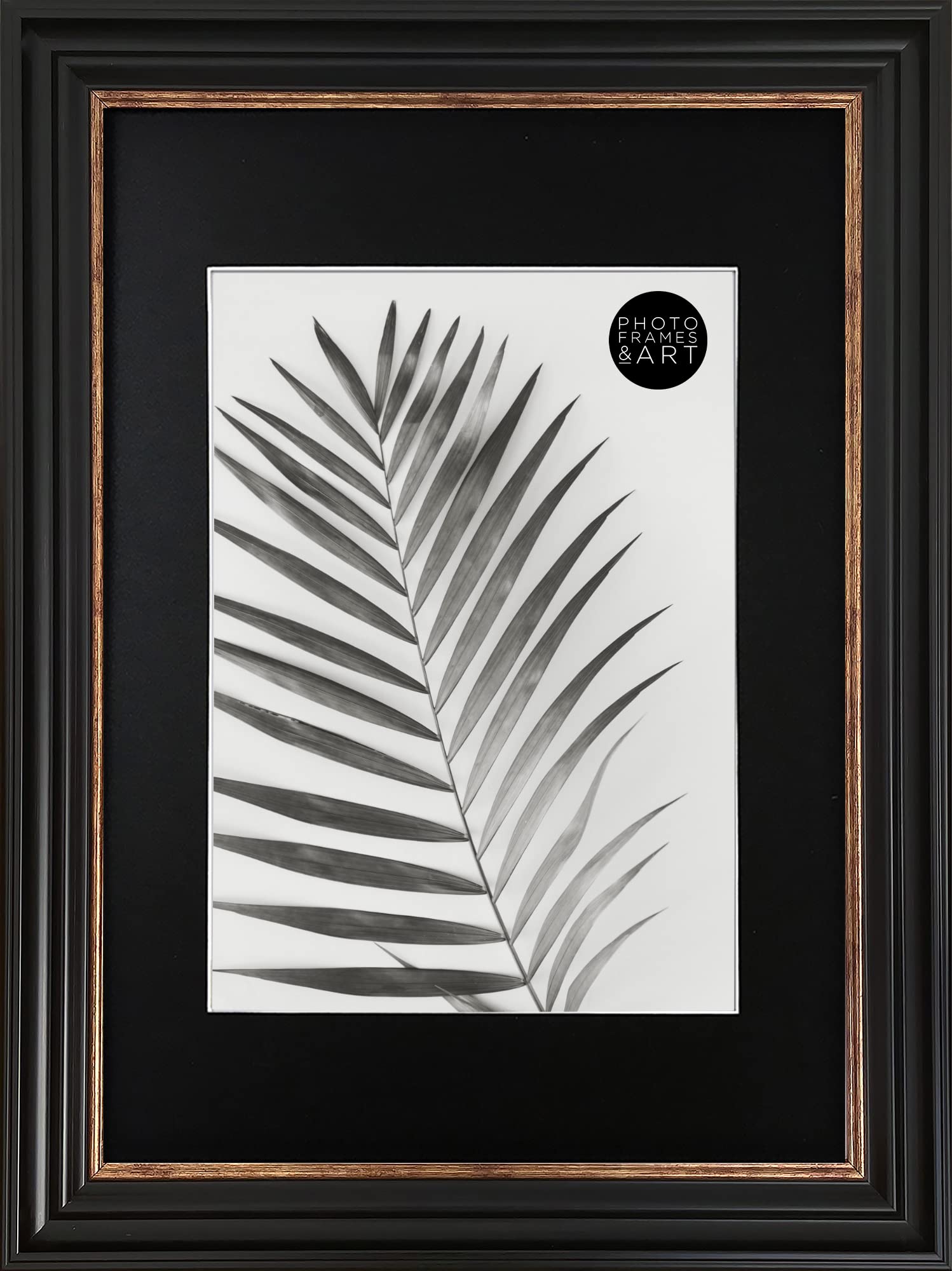 Pf+A Black With Black Mount Real Glass A3 For A4 Frame With Black Mount - A3(29.7X42cm) For A4(21X29.7cm) Picture Frame - Black & Copper Gold Vintage