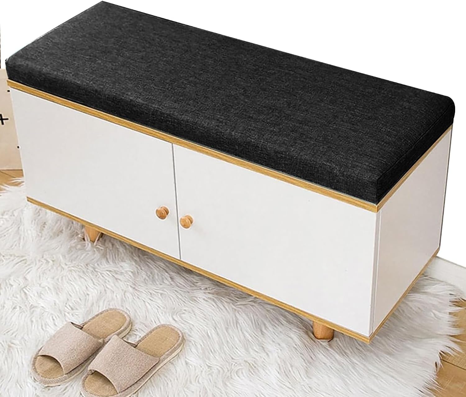 Piano Bench Cushion 30×14 27×12 36×14 34×14 36×15inch, Nonslip Seat Pad for Shoe Storage Bench, Bay Windows, Garden Patio, Long Chairs, Swings & Porch Furniture with Zipper&Buckle(Black,38x15in)