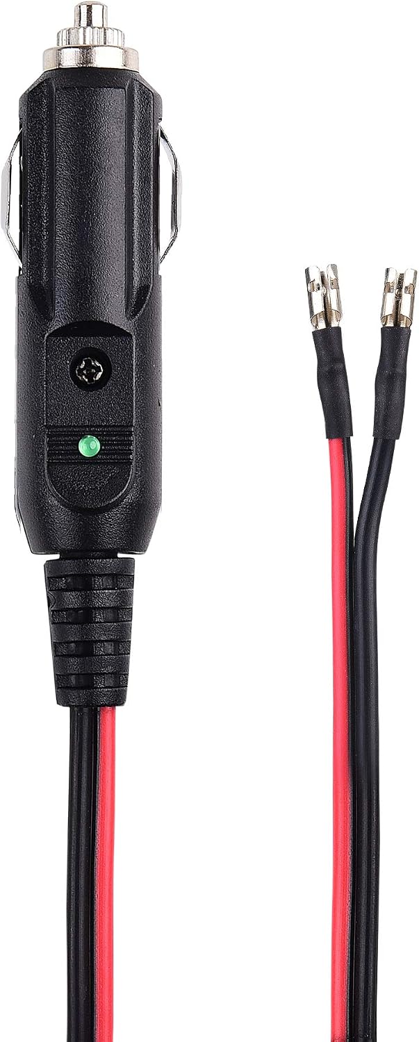 Cable Matters 2 Pack 12V Replacement Cigarette Light Plug Cord with Leads - 15A Fuse and Green Indicator Light