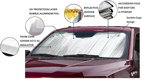 Miniatura 6 de Big Hippo Parasol para parabrisas de automóvil, protección contra rayos UV, parasol para ventana delantera de automóvil, protector solar plegado,