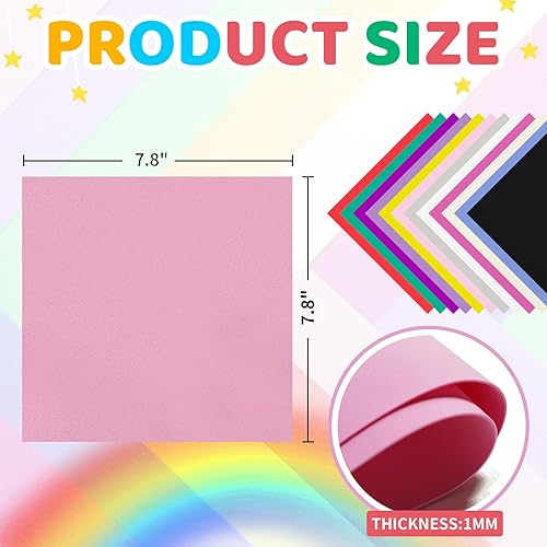 Miniatura 2 de 72 hojas de espuma EVA de 0.039 in de grosor, 7.8 x 7.8 pulgadas, papel de espuma para manualidades, 12 colores para proyectos de manualidades,