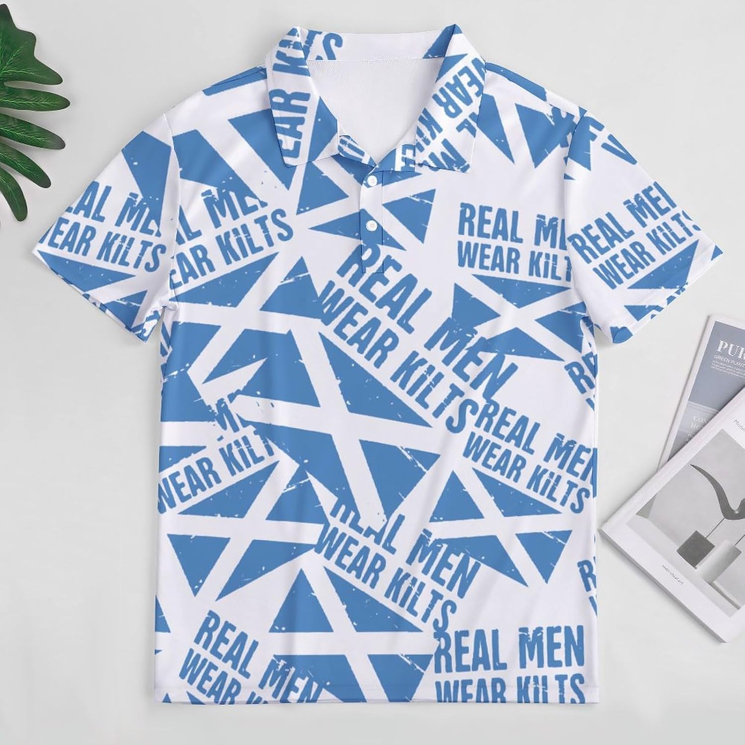 Scottish Flag Real Men Wear Kilts Women's Polo Shirt Short Sleeve T Shirts Tennis Tee Casual Tops